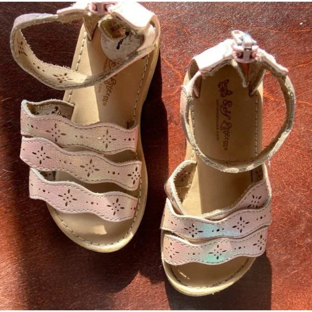 Girl's Pink Self Esteem Strappy Ankle Sandals 7